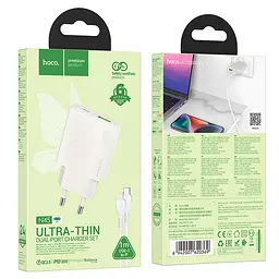 Адаптер мережевий Hoco Type-C to Lightning cable Biscuit charger N45 |1USB/1Type-C, QC/PD, 30W/3A| - мініатюра 2