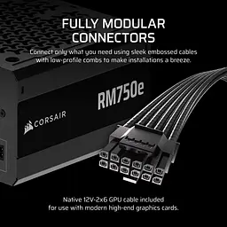 Блок живлення Corsair RM750e 750W 80+ Gold (CP-9020295-EU) - мініатюра 8