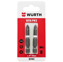 Бита Wurth PH2 1/4IN L50 мм 2 шт. в блистере (1614176692902)