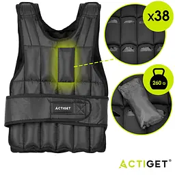 Жилет-обважнювач для тренувань Actiget 10 кг зі змінною вагою ACT0122 Black - мініатюра 5