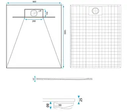 Душовий піддон Rea Bazalt 80x100 white REA-K3300, Білий - мініатюра 6