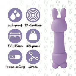 Мінівібратор FeelzToys Magic Bunny Purple з двома насадками - мініатюра 5