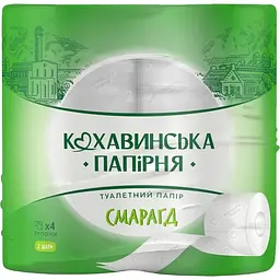 Туалетная бумага Кохавинська папірня Смарагд двухслойная 4 рулона