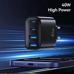 Мережевий зарядний пристрій Usams T70 2хUSB-A + 2хUSB-С 40W Black (CC330TC01) [164376] - мініатюра 6
