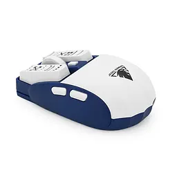 Миша бездротова JEDEL WD149, 1200/2400/3200DPI, 2.4 GHz+Bluetooth 5.0, 3.7V 500mAh, Type-C заряджання. 112x60x40 мм. White/Blue - мініатюра 3