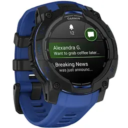 Смарт-годинник Garmin Instinct 3 45mm Amoled Black with Bolt Blue/Black Silicone Band (010-02936-03) - мініатюра 2