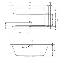 Ванна акрилова Rho Lugo 160x70 BT0700500000000 Білий - мініатюра 2