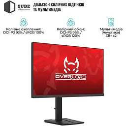Монітор 25" QUBE Overlord G25F300HS (G25F300HS) 1920x1080 (FullHD) IPS 300/320 Hz U1 - мініатюра 2