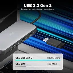 Кардрідер док-станція USB-C HDMI/2xUSB-A/USB-C/SD/MicroSD/RJ54 Digitus70914 - мініатюра 7