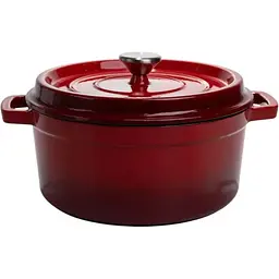 Каструля чавунна емальована Yiwu 3.5 л Ø24 см з кришкою HP-1-1-RED