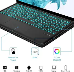 Чохол для клавіатури FOGARI Samsung Galaxy Tab S8 Ultra 14,6'' | Клавіатура трекпада з 7-колірним підсвічуванням для Samsung - мініатюра 7