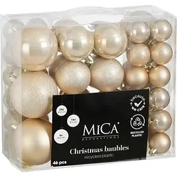 Набір ялинкових куль Mica Decorations кремові 4/6/8 см 46 шт. (1170772)