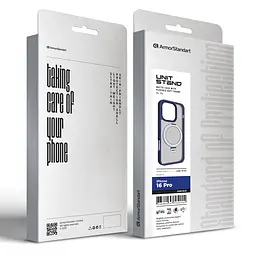 Чехол для Apple iPhone 16 Pro, Unit Stand, синий, MagSafe, противоударный защитный чехол-панель с подставкой, поддержкой магнитных держателей и беспроводной зарядки, защита всего корпуса, силикон + поликарбонат, ArmorStandart (ARM78734) - мініатюра 2