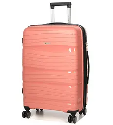Валіза середня M поліпропілен Worldline Airtex 283 66×44×28см 80л Рожеве золото