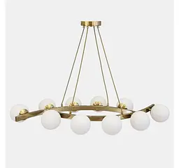 Лінійна підвісна люстра Artlight LQ7090/10 з 10 білими скляними плафонами G9, латунь, від 25-35 м² - мініатюра 2