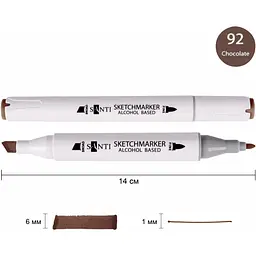 Набір спиртових маркерів Santi Professional SA-92 шоколад 6 шт. (390806) - мініатюра 2
