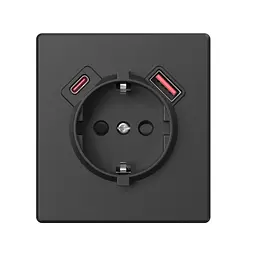Розетка одинарна із заземленням USB-A+C 20W вугільно-чорна VIDEX NOTA (VF-NT-SK1GUC-BL) VIDEX (28884-000) - мініатюра 2