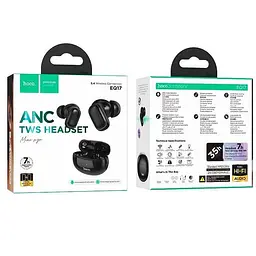 Бездротові навушники Hoco EQ17 Praise true wireless ANC noise cancelling BT headset, BT5.4, 40mAh, 400mAh, 7h, black - мініатюра 2