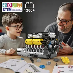 Конструктор двигун Mould King Lambo V12 моторизований для дітей та дорослих мотор 1260 деталей - мініатюра 9