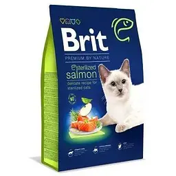 Сухий корм Brit Premium Cat by Nature Sterilized Salmon для стерилізованих котів з лососем 8 кг