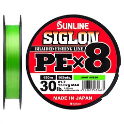 Шнур Sunline Siglon PE х8 150m 1.7/0.223mm 30lb/13.0kg Light Green (1658.09.68)