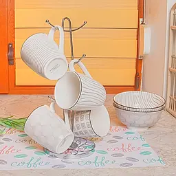 Стойка для чашек подставка сушилка для кружек на 6 крючков из нержавеющей стали H 33 cm, Kitchen Master Серебристый 85443 - миниатюра 3