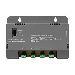 Блок живлення Kraft KRF-1204B (4CH) 60W, 4 канали навантаження, 12V/1A на 1 канал, з регулятором напруги для компенсації довжини кабелю (43-00144) - мініатюра 2