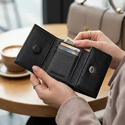 Невелике жіноче портмоне з монетницею з натуральної шкіри ST Leather 22730 чорне - мініатюра 2