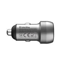 Автомобільний зарядний пристрій ColorWay, Grey, 70 Вт, 1xType-C (35 Вт, PD3.0) / 1xUSB (35 Вт, QC3.0), Auto ID (CW-CHA066PD-GR)