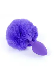 Анальна пробка - Bunny Tail Silicone Purple Plug Purple - мініатюра 2