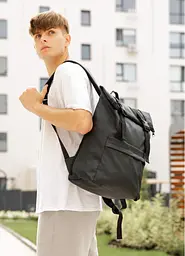 Чоловічий рюкзак Sambag RollTop LSHm чорний 43 х 31 х 14 см (24211001m) - мініатюра 7