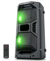 Колонка портативна 2.0 REAL-EL X-757 Black, 2 x 25 Вт, пластиковий корпус, Bluetooth, MicroSD / USB, FM-приймач, живлення від акумулятора, 8000мА * год, керування збоку
