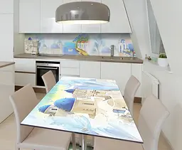 Вінілова наклейка на стіл Пастельний Санторіні самоклейка Греція Море Блакитний 60х120 см Happy Pocket Z181547 - мініатюра 2