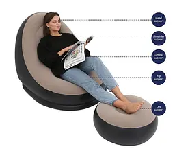 Надувне крісло з пуфом Air Sofa (велюрове покриття) - мініатюра 4