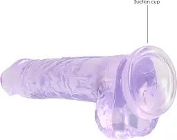 Фалоімітатор Realrock Crystal Clear Dildo Realistic 8 21 см фіолетовий - мініатюра 4