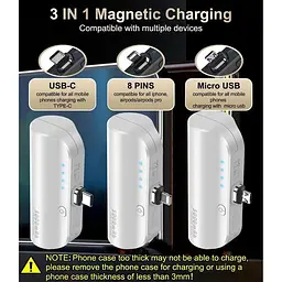 Портативний зарядний пристрій LUCKYDUO Mini 5000 mAh 3 в 1 швидка зарядка для iphone USB C/Micro USB Handys - мініатюра 2