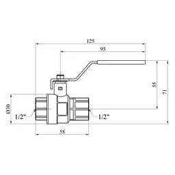 Кран кульовий Kroner 1/2" ВВ PN40 ручка, нікельований (CV033213) - мініатюра 4