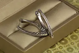 Сережки Xuping Jewelry доріжки збоку ребристі 2,6 см сріблясті - мініатюра 3