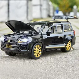 Колекційна металева модель позашляховика АвтоЕксперт Lexus LX 570 із золотими дисками, інерцією, світлом та звуком 1:24 - мініатюра 5