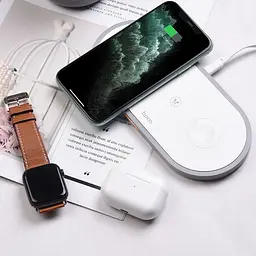 Бездротовий зарядний пристрій Hoco CW24 15W 3в1 білий