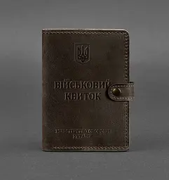 Шкіряна обкладинка-портмоне для військового квитка 15.0 темно-коричнева Crazy Horse