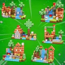 Магнітний конструктор Minecraft 150 шт по грі Майнкрафт Ліс та панди Mk001006.1 - мініатюра 6