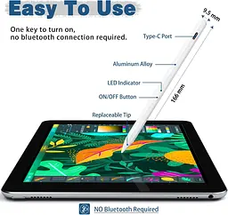 Стилус Cenawin для iPad 2018-2021 — Ручка для iPad з похилим кінчиком долоні, магнітний олівець для Apple iPad 6 7 8/iPad Pro - мініатюра 5