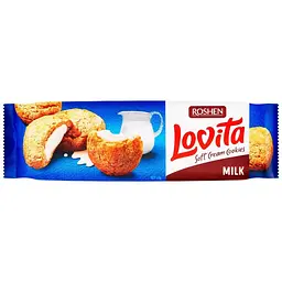 Упаковка здобного печива ROSHEN Lovita Soft Cream Cookies milk 127 г х 16 шт - мініатюра 1