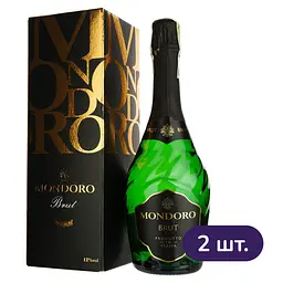 Вино ігристе Mondoro Brut біле брют 0.75 л х 2 шт. в подарунковій упаковці - мініатюра 2