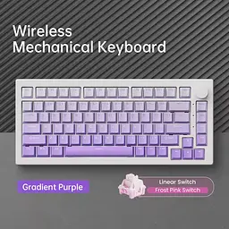 Ігрова механічна клавіатура Akko 5075 V3 / Три режими підключення / Frost Pink Switch / Purple - мініатюра 2