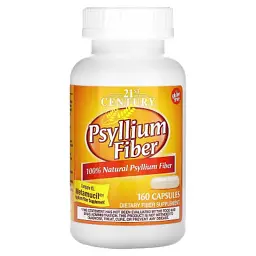 Трави 21st Century Клітковина з подорожника, Psyllium Fiber, 160 капсул (CEN-27024)