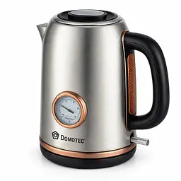 Чайник електричний з вбудованим термометром Domotec MS-7849, нержавіюча сталь, 1,7 л, 2200 Вт