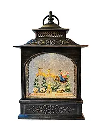Новорічний ліхтар XMAS WDL-24007 бронзовий — різдвяний світильник нічник з ефектом снігу - мініатюра 2