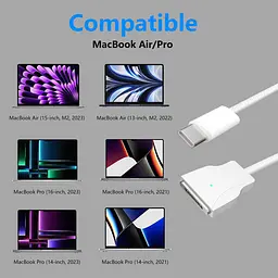 Кабель USB-C — Magnetic 3 потужністю 140 Вт, сумісний з MacBook Air (M2, 2022), MacBook Air (15 дюймів, M2, 2023), MacBook Pro - мініатюра 4
